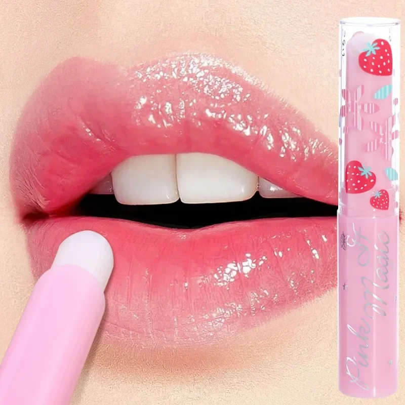 Strawberry Aloe Vera Lip Balm Natural Moisturizing Temperature Change Lipstick Remove Dead Skin Anti Cracking Lips Care Cosmetic