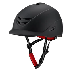 Casco ecuestre profesional para montar a caballo, negro, media cubierta, gorras de protección de seguridad ajustables, cómodo de llevar, nuevo