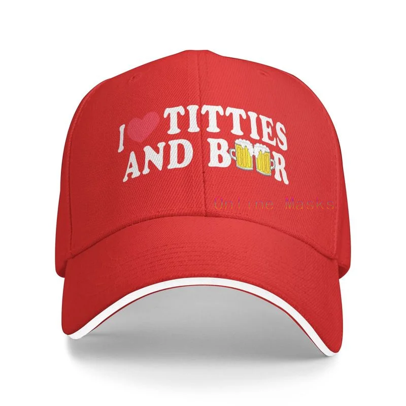 I Heart Titties and Beer - Love Funny Gag - Vintage Retro Style Baseball Cap Hat Men\'s Sandwich Hat Snapback Funny Trucker Hat