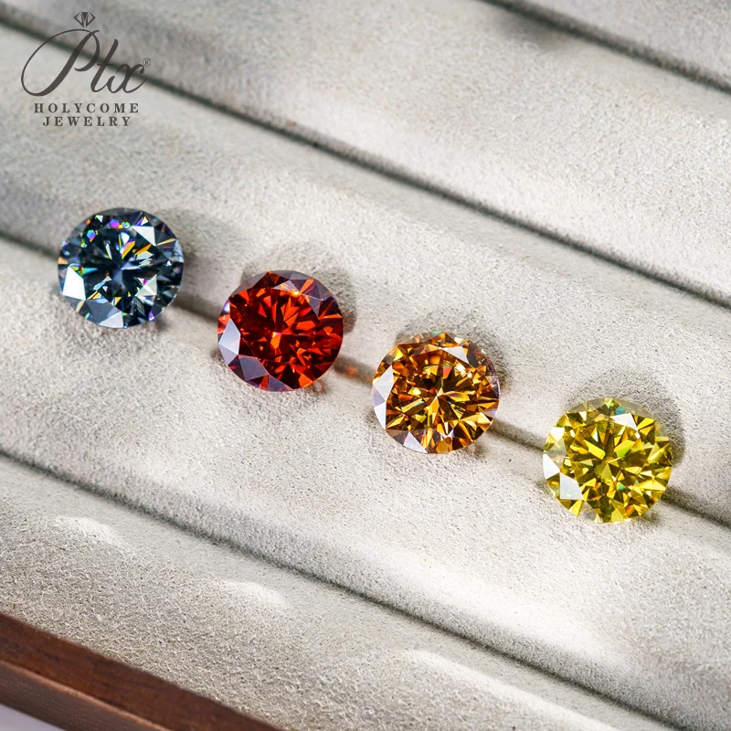 

Plated Color Gemstones Round Brilliant Cut 0.1 ct–10 ct Moissanite Gray Garnet Jewelry DIY Ring Settings with GRA Certificate