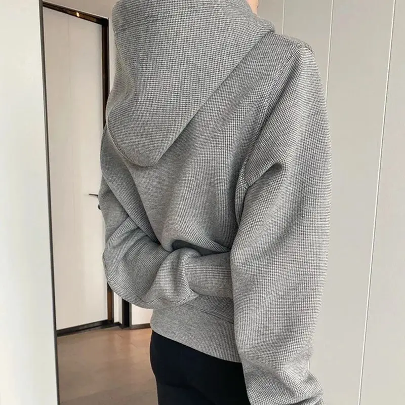 Autumn Winter High End Hooded Women Hoodies Plush Thicken Warm Hoodies Fashion Loose Casual Grey Pullover Sweatshirts