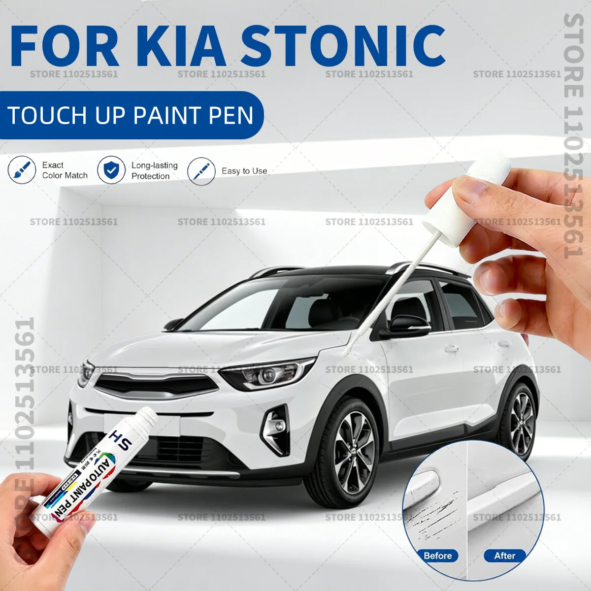 For Kia Stonic White Black Yellow Touch Up Paint Pen for Car Scratch Repair Quick Dry Auto Paint Brush for Minor Paint Damage