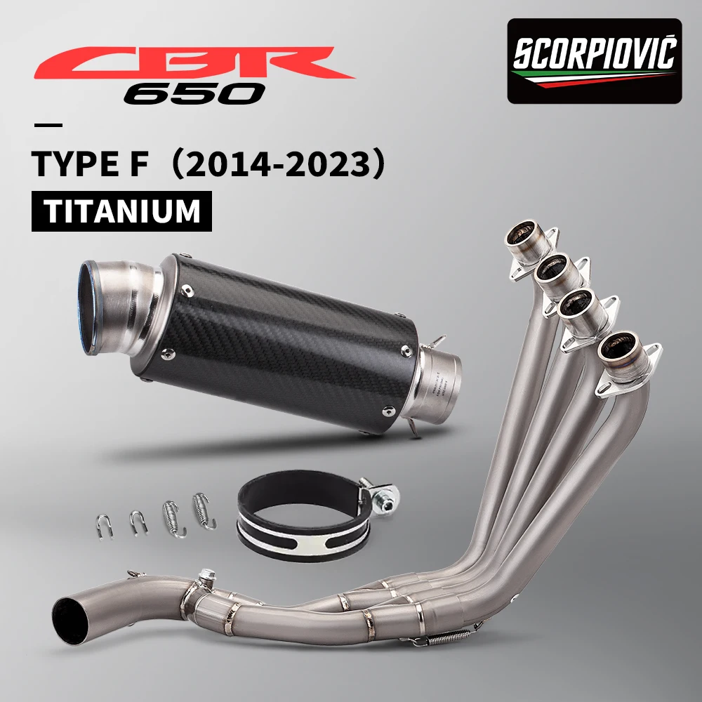 

Titanium alloy Motorcycle Exhaust System For CB650F CB650R CBR650 CBR650F 2014-2024 Front Mid Link Pipe Escape 51mm