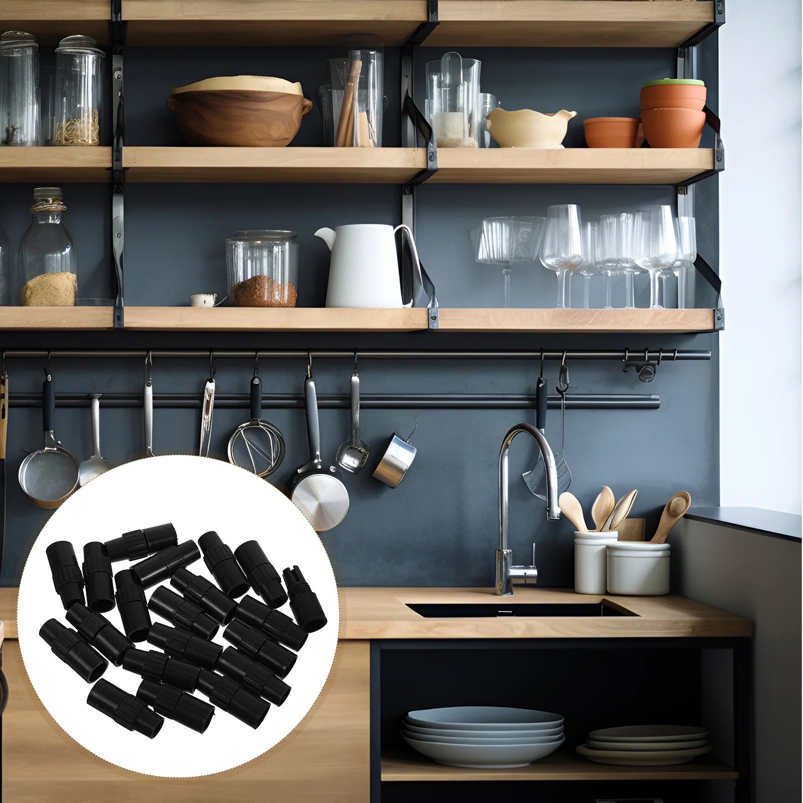 

20pcs Tension Rod Lock Head For 16 To Tubes Adjustable Closet Hanging Rod Plastic Clip Shelf Support Tool Parts
