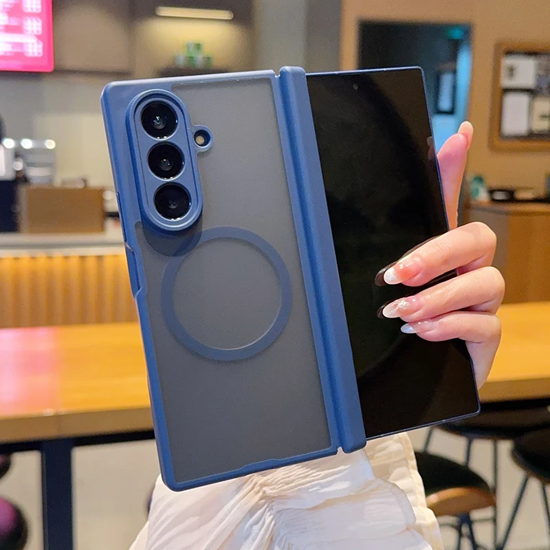 Luxuriöse matte Hülle mit magnetischem Scharnier für Magsafe, faltbar, für Samsung Galaxy Z Fold 7 8Ultra, kabelloses Laden, stoßfeste, transparente Abdeckung – Detail 11