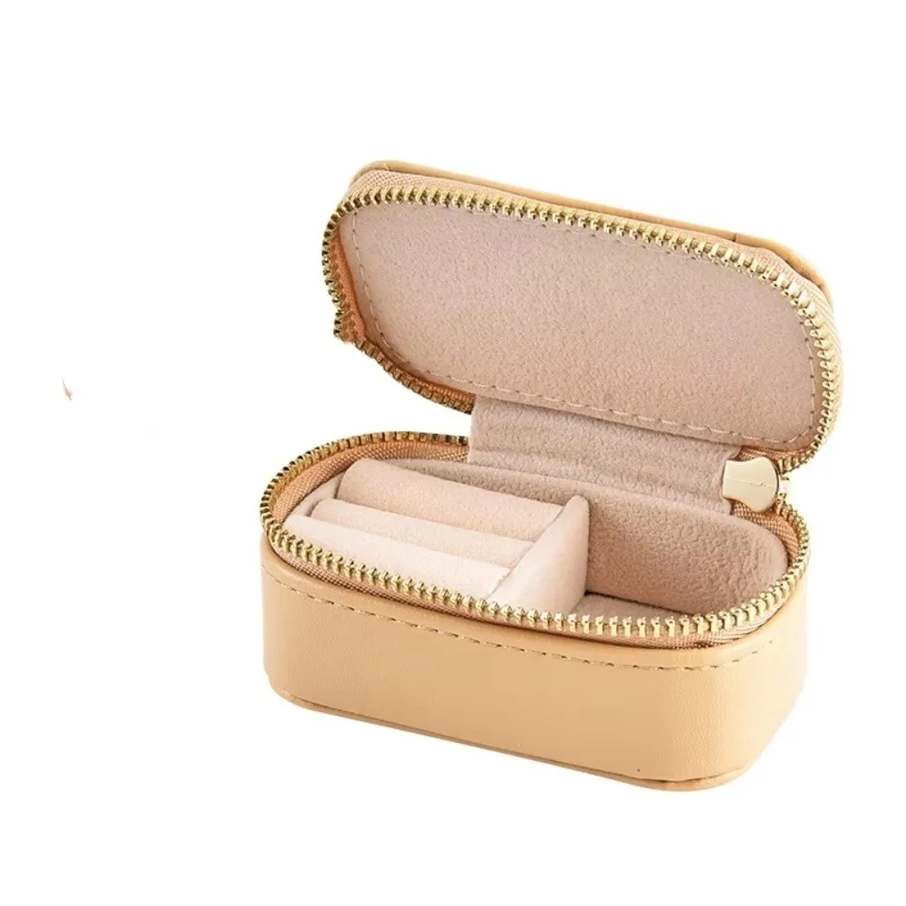 

Винтажная мини-портативная шкатулка для драгоценностей, квадратное ожерелье из искусственной кожи, чехол для колец на молнии, витрина для ювелирных изделий, органайзер для сережек для женщин