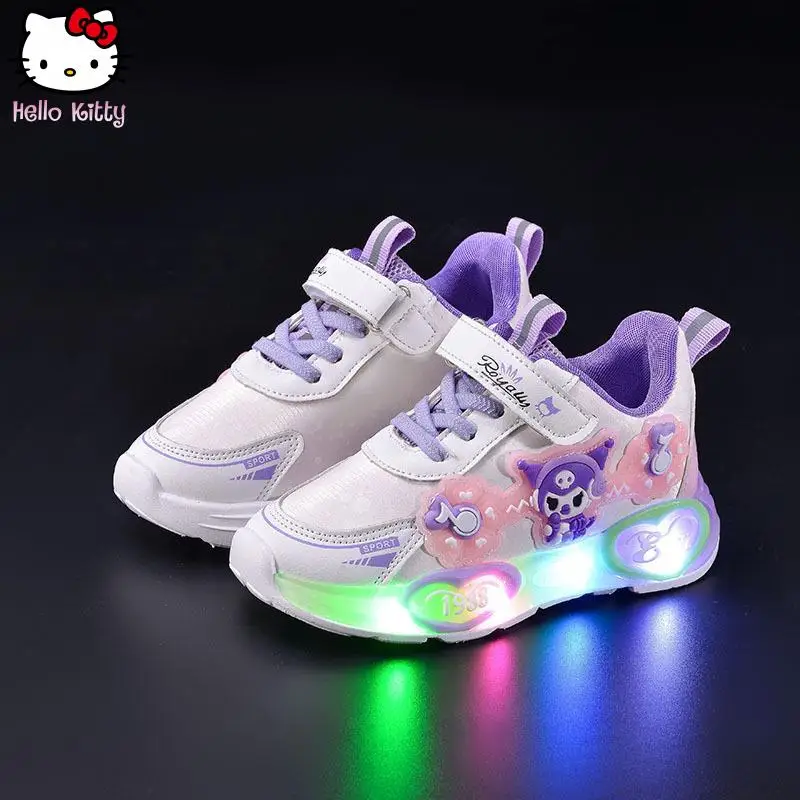 

Sanrio Girls Cartoon Luminous Sports Shoes Kuromi Autumn New Anime Kawaii Led Illuminated Princess Lightweight Running Shoes