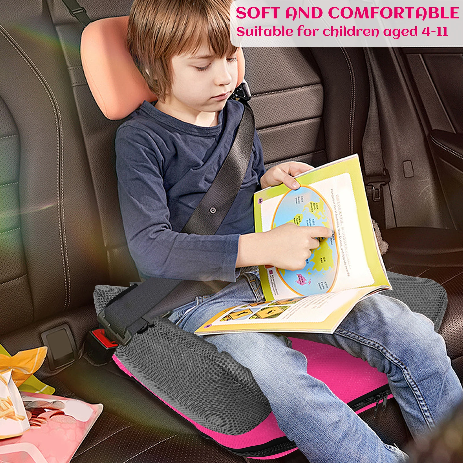 Car Inflatable Booster Seat PVC Universal Travel Portable Booster Cushion With Storage Bag For Kids Comfort and Safety Travel image 4