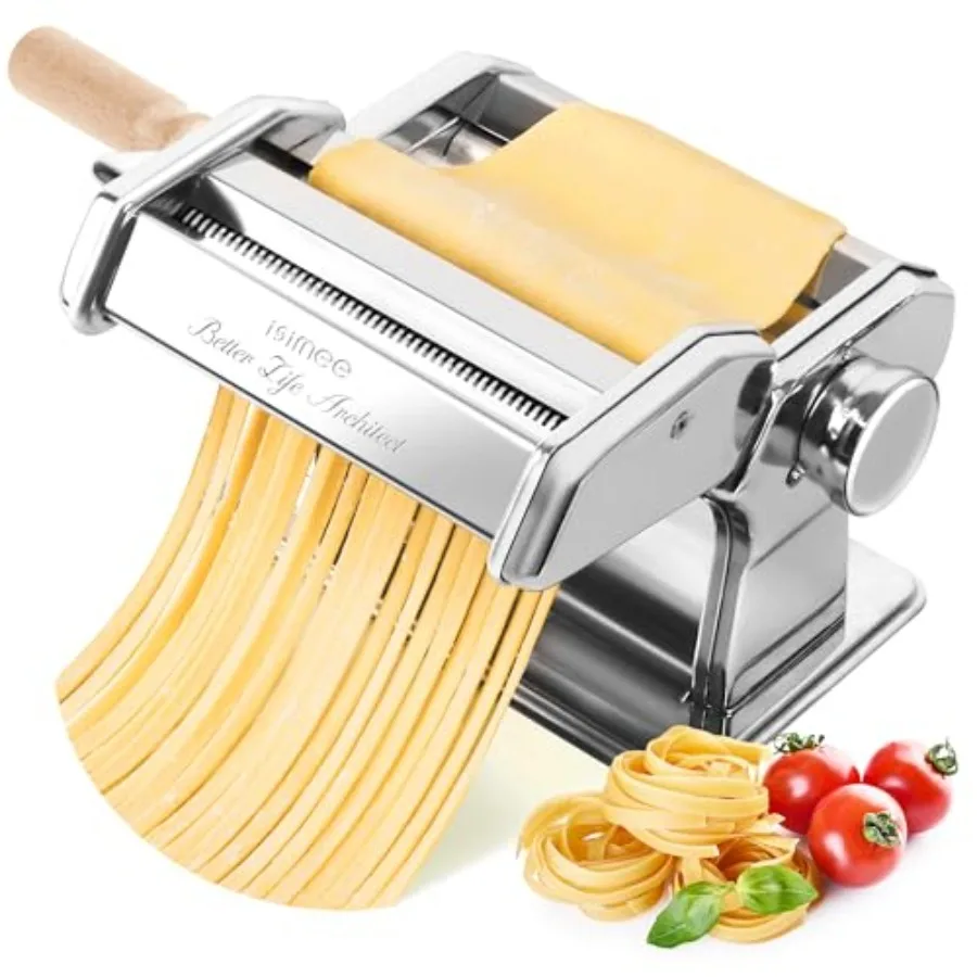 

9 Adjustable Thickness Settings 2 in 1 Pasta Machine with Rollers and Cutter for Home Use Ideal for Making Dumpling Skin Spaghe
