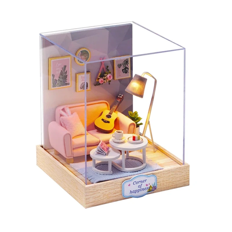 Wooden Mini Doll House Making Assembly Model Building 3D Puzzle Toy Home DIY Small House Kit Decoration With Furniture DollHouse