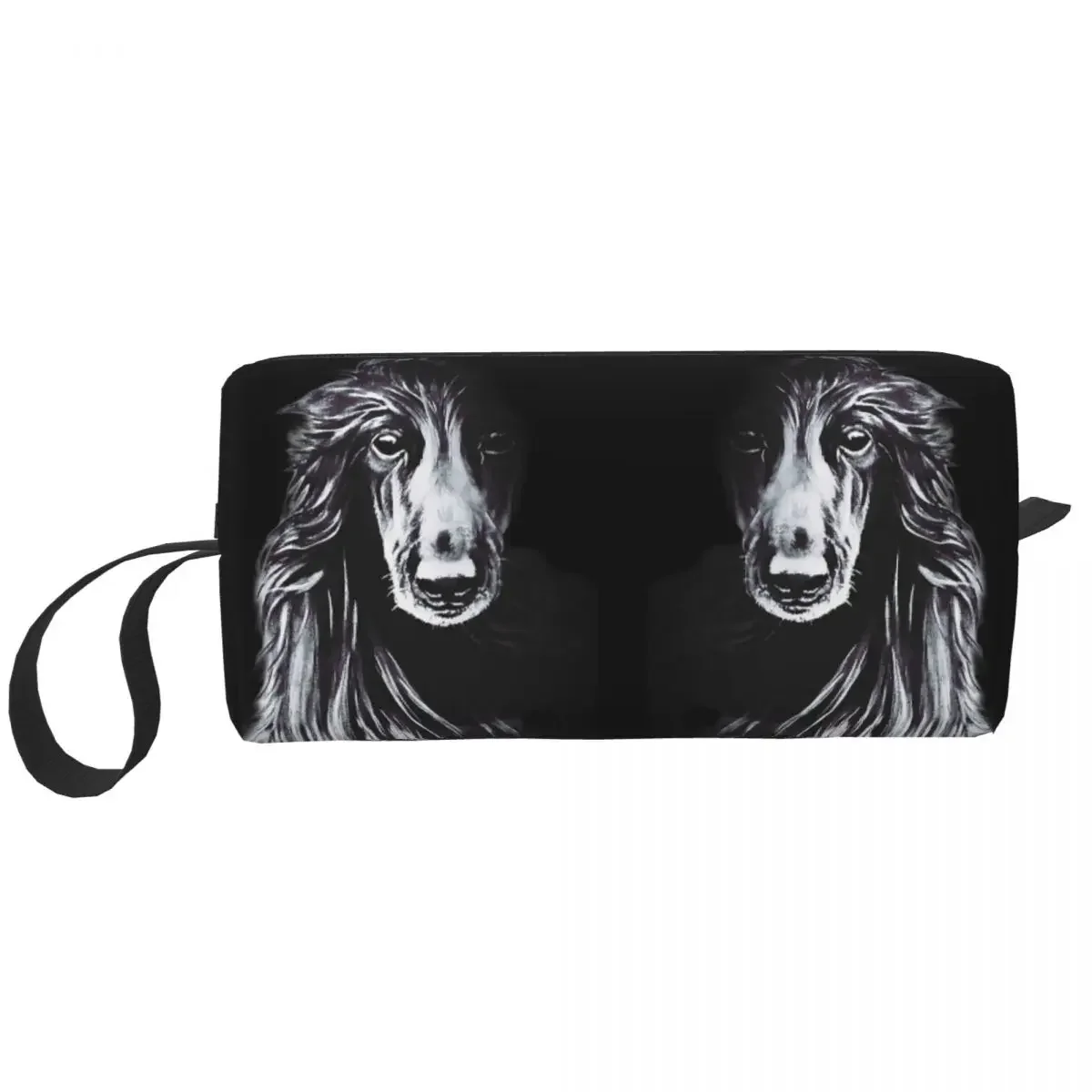 Afghan In Shadows Black Afghan Hound Makeup Bag Cosmetic Storage Dopp Kit Toiletry Cosmetic Bag for Women Beauty Pencil Case