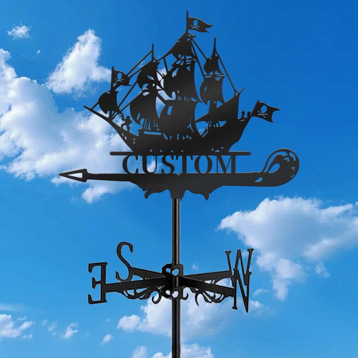 

1 шт. Металлический ветроуказатель «Пиратский корабль» с индивидуальной гравировкой, декоративная табличка с адресом, украшение для дома, улицы, фермы, сада, двора, забора, подарок