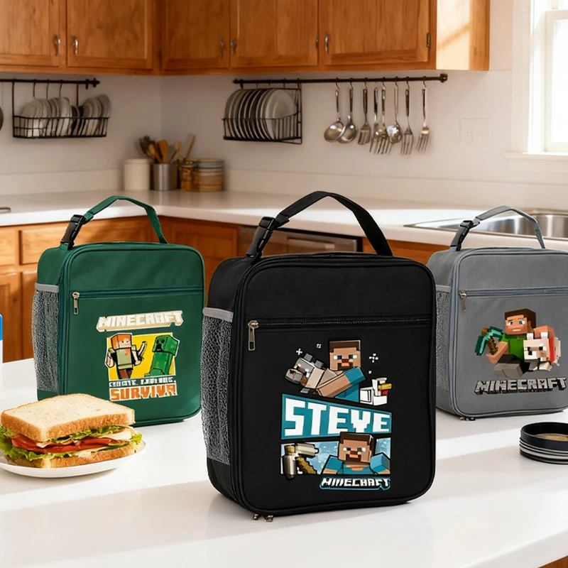 

Game Theme New Lunch Bag Boys Insulation Bento Pack Minecrafted Thermal Food Bag Meal Pack IcePack Children Bento Lunch Handbag