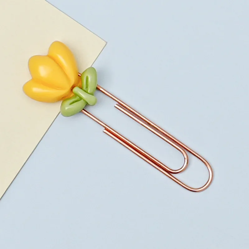 12 Pcs Bookmark Flower Marker Decorative Binder Clips Cute Paperclips Clamp Note Student