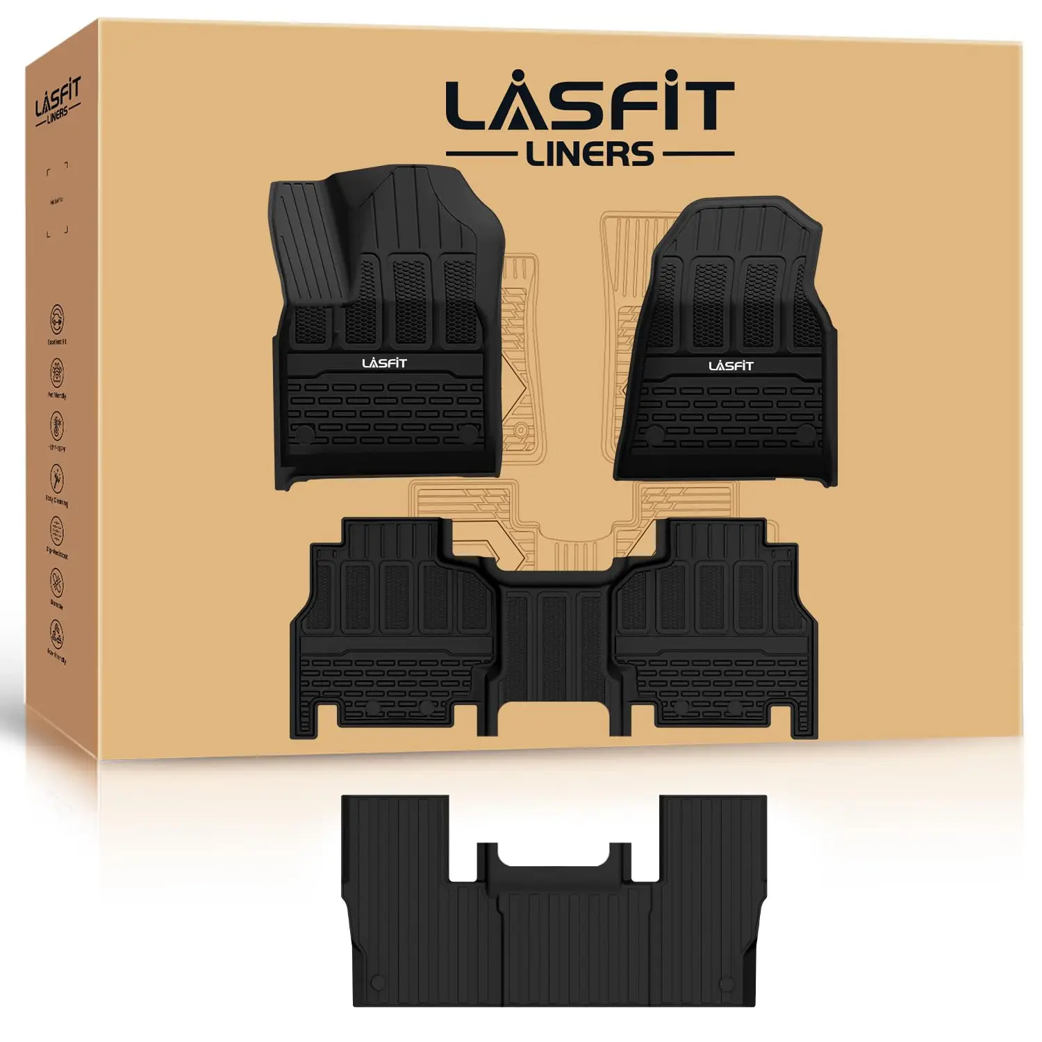 

Custom Fit All Weather TPE Floor Mats For Jeep Gladiator JT 2020-2026 Pickup Truck 1st & 2nd Row Black