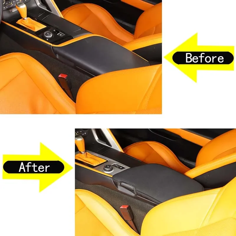 

1Pcs Black For 2014-2019 Chevrolet Corvette C7 car styling car central armrest box cover car interior protection accessories