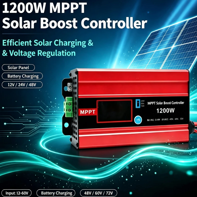 MPPT Boost Solar Charge Controller 48V 60V 72V, Step-Up Buck Module for Lithium Lead-Acid Battery, Photovoltaic Renewable Energy
