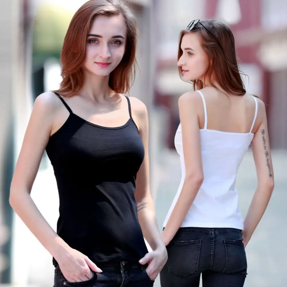 Fashion Square Neck Crop Tops Sleeveless Slim Fit Vest T-Shirts Sexy Low Cut Racerback Girls