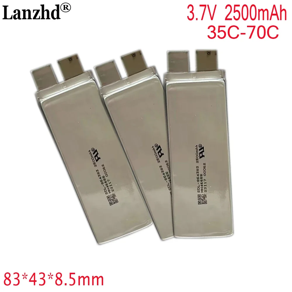 แบตเตอรี่ลิเธียม2500mAh 854383 35C โพลิเมอร์3.7V แบตเตอรี่ลิเธียม70C สำหรับแบตเตอรี่สตาร์ทรถยนต์