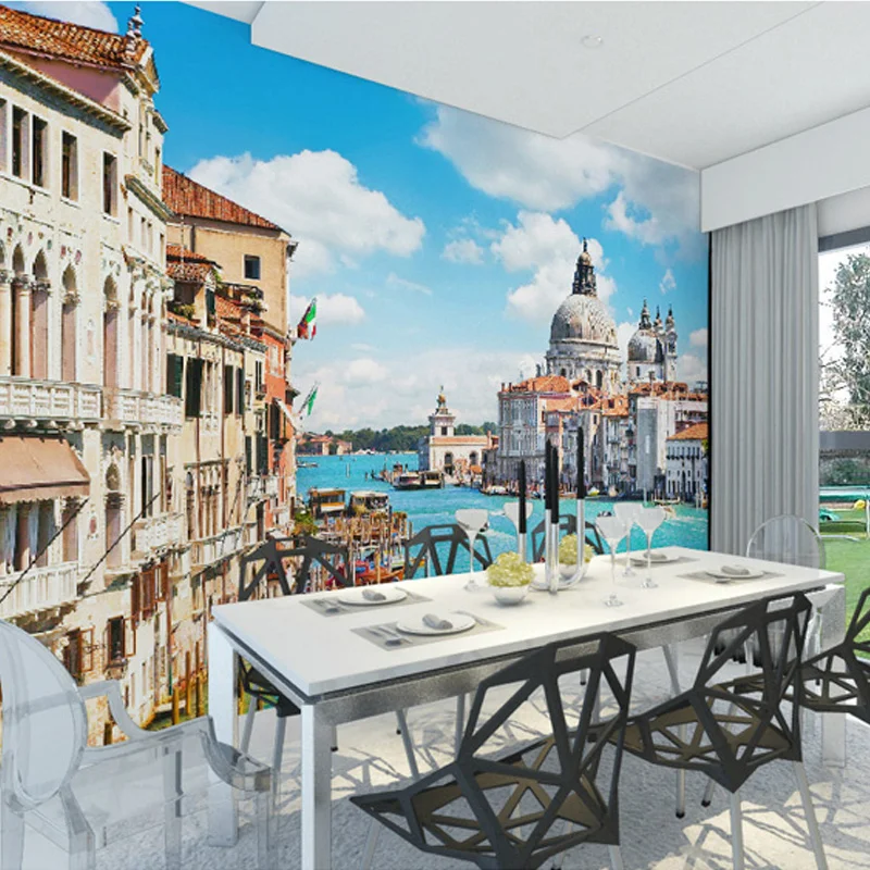 Tùy chỉnh Ảnh Treo Tường 3D Venice Xây Dựng Lớn Tranh Treo Tường Phòng Ngủ Phòng Khách TRUYỀN HÌNH Hình Nền Papel Pintado Pared