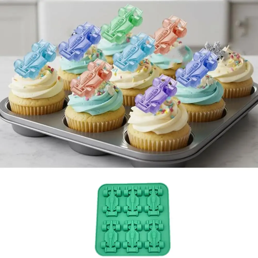 Kitchen Gadgets 6-Cavity Formula Racing Car Ice Mold Silicone Non-stick Ice Cube Tray DIY 3D Baking Mold Drink
