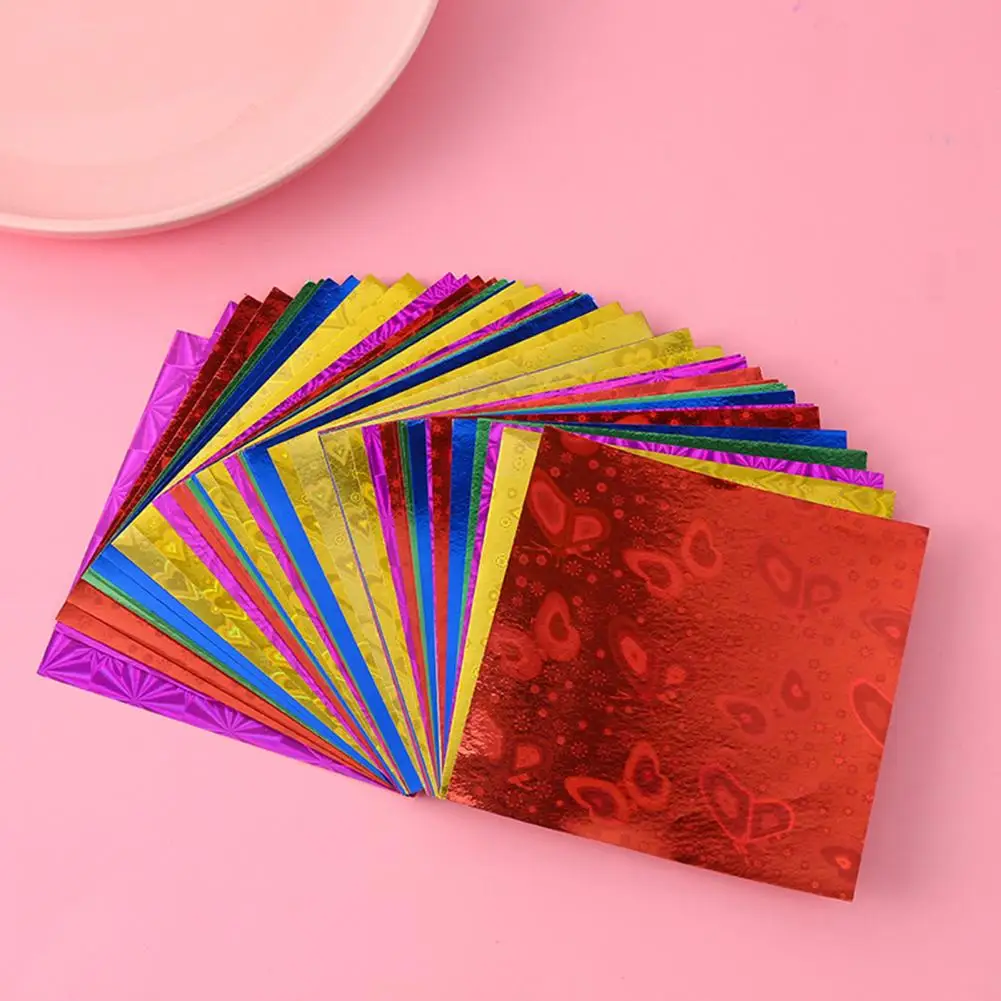 50Pcs Colorful Square Origami Paper Mixing Set Handmade Paper Cranes Shining Origami Paper DIY Craft Folded Paper Scrapbooking