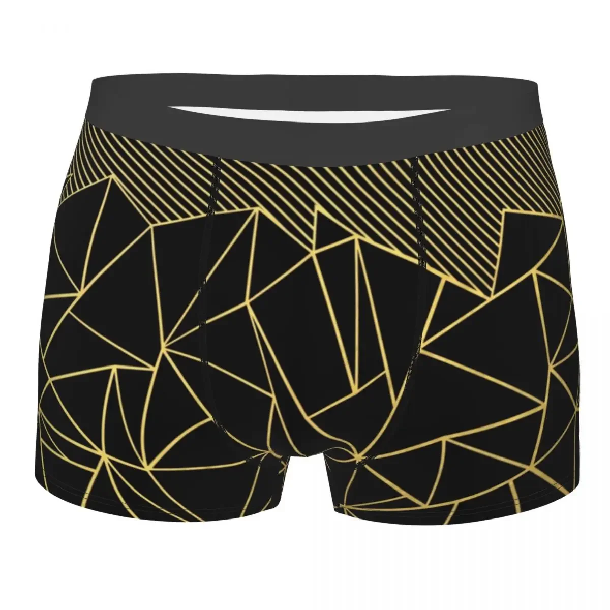 Custom Abstract Lines Geometric Gold Underwear Men Print Boxer Shorts Panties Briefs Soft Underpants