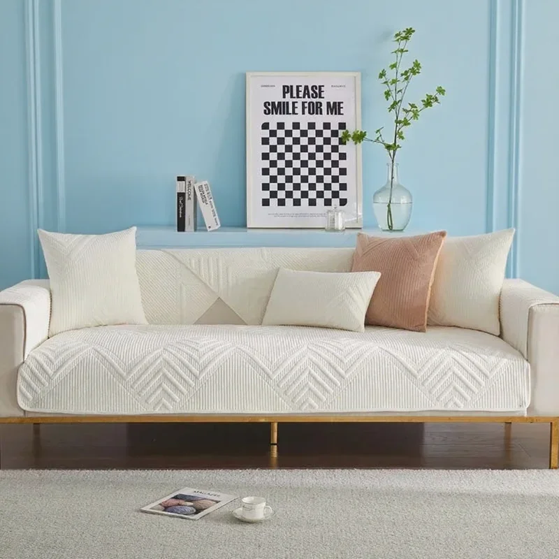 Plush non-slip modular sofa cover for living room sofas  Thickened velvet quilted sofa cover  Nordic universal sofa towel.