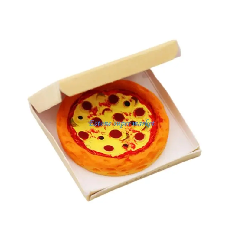 090B Safe Resin Miniature Pizza Box Toy Doll House Furniture Realistic Takeout Box Role Playing Toy For Children Craft Project