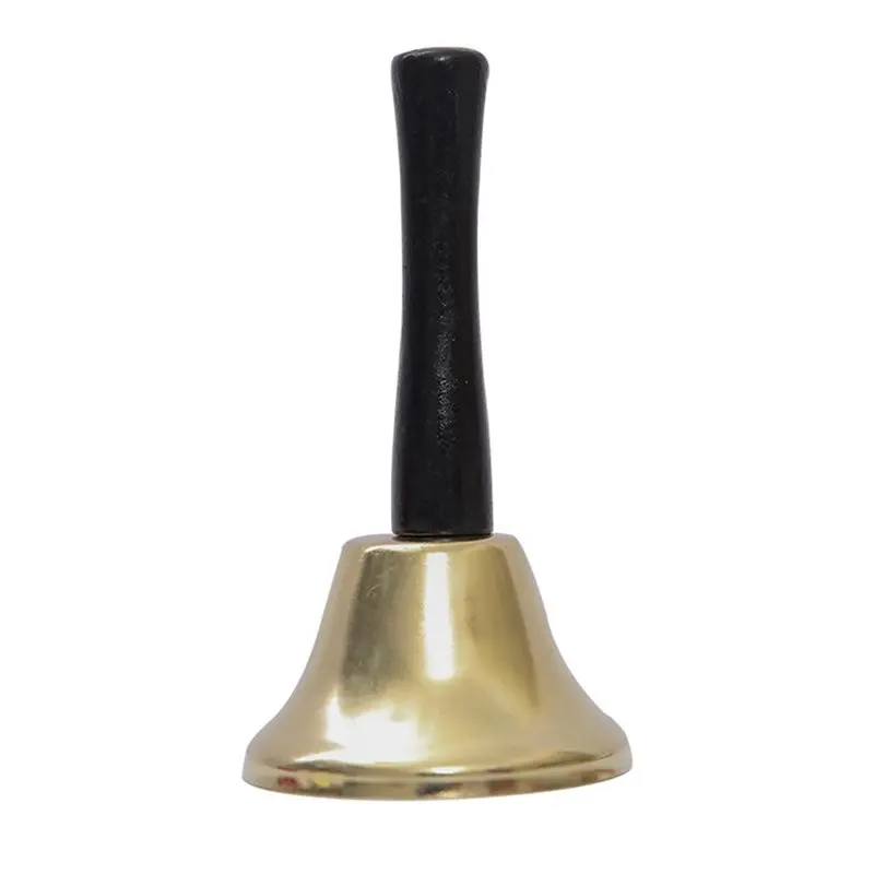 AS94-3X Gold Steel Hand Bell Loud Call Bell Alarm, Family Loves, Musical Hand Bells, Cow Bells With Stick Grip-A