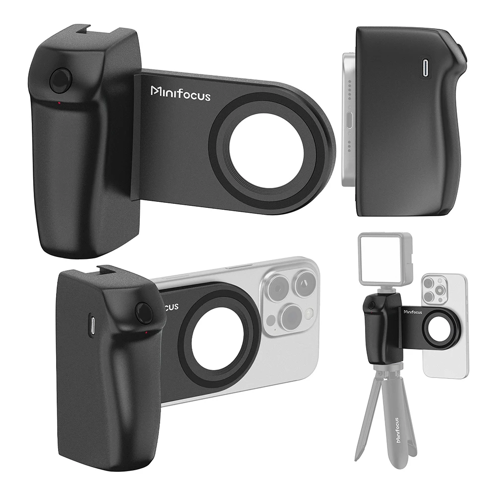 Magnetic MagSafe Phone Hand Grip Magsafe Handheld Bluetooth Remote Control Selfie Handle Phone Tripod Mount for iPhone 16 Vlog