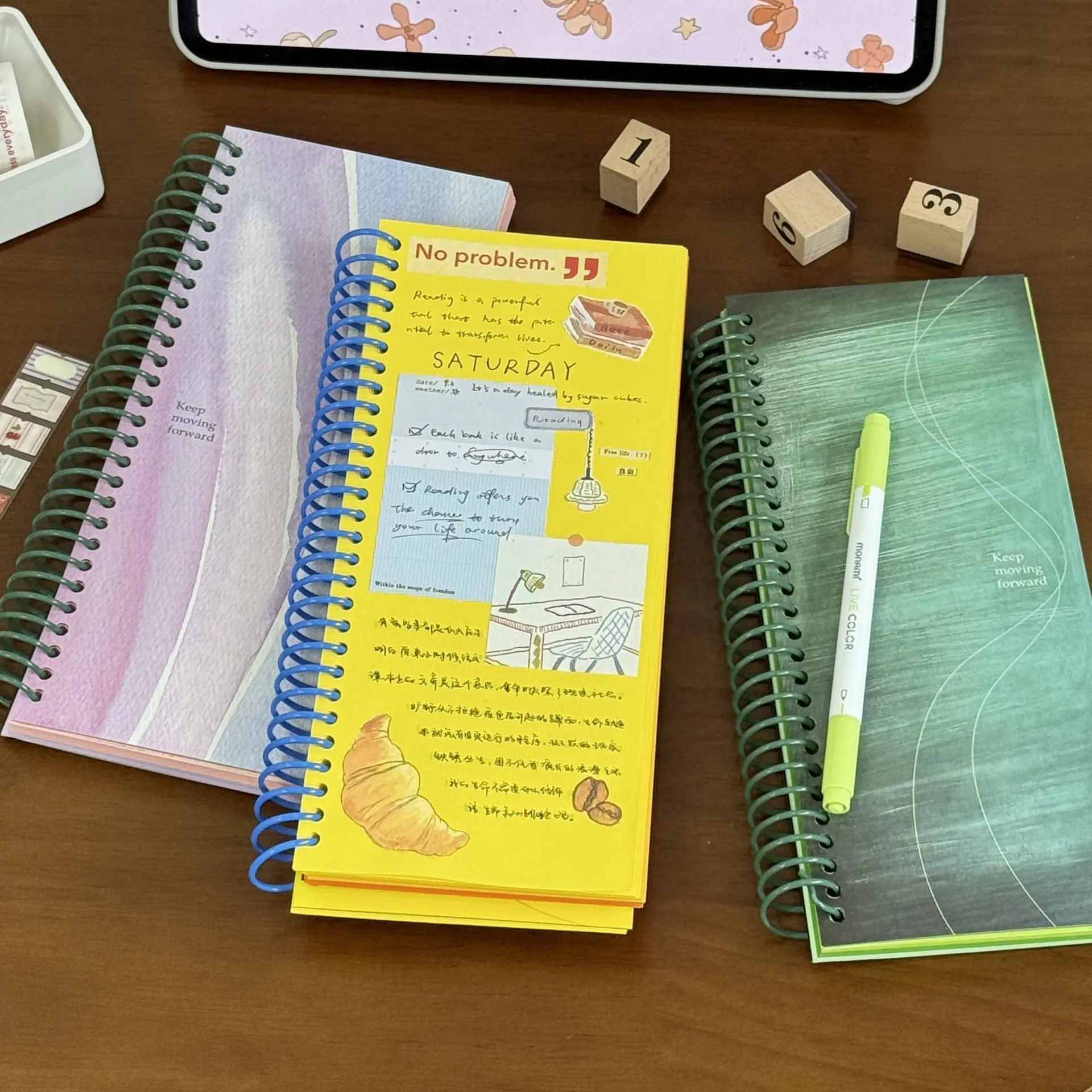 Green Color Inner Page A6 Coil Book High Value Creative Student Portable Notebook Handbook Diary