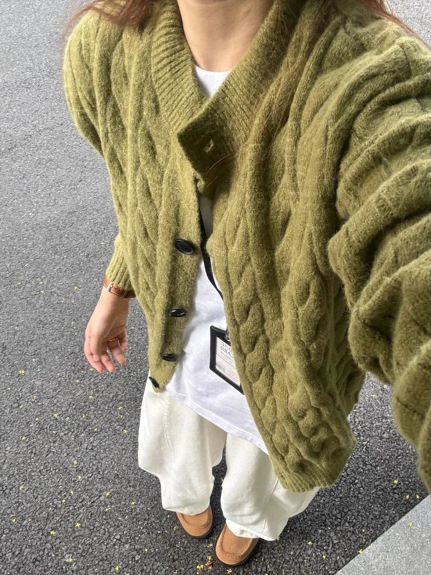 

Avocado een Knitted Sweater Cardigan ex Lazy Sle Autumn Winter Casual Outerwear Cleanfit Couple Matching Coat