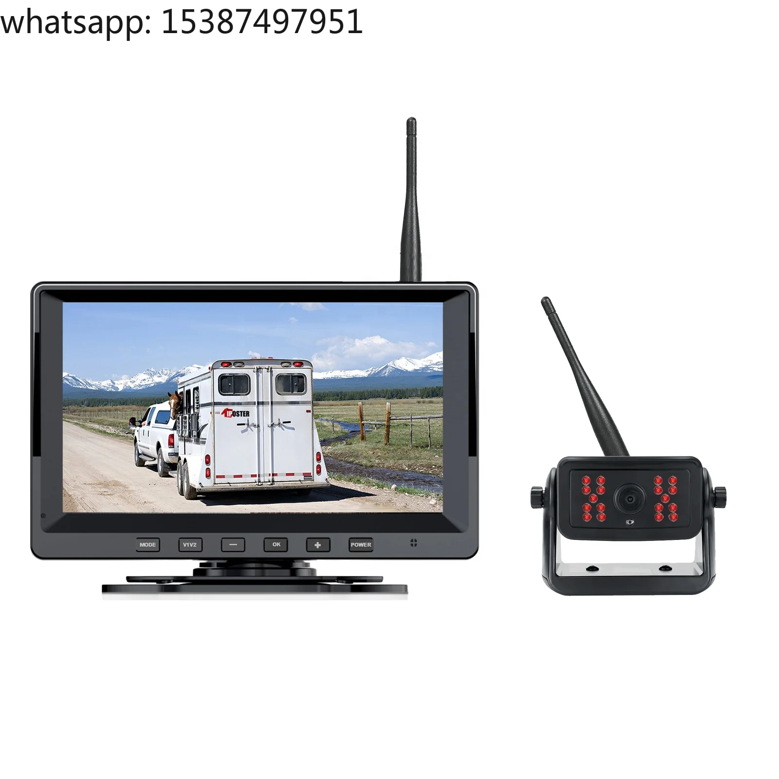 For IPoster for Hitch Trailer RV Pickup Camper 7in IPS Screen Monitor  DVR Solar Magnetic Wireless Backup Reversing Camera Kit