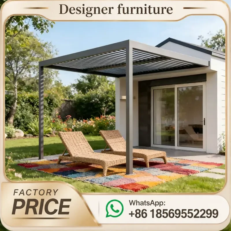 Motorized Aluminum Pergola Waterproof Bioclimatic Louvered Roof For Patio Garden Outdoor Eco-friendly Sunshade Canopy