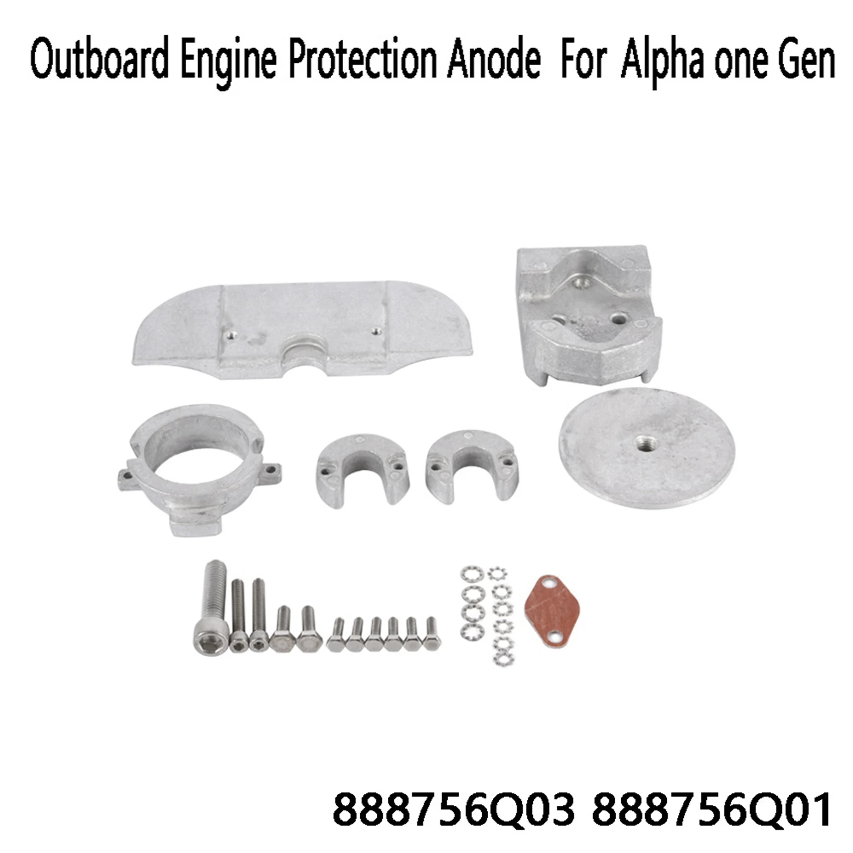 Outboard Engine Anode Aluminum Alloy Kit for Mercury Alpha One Gen 888756Q03 888756Q01 Outboard Engine Protection Anode