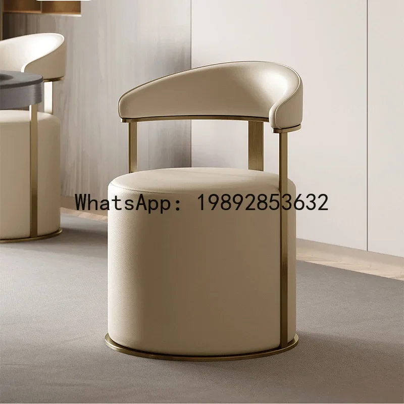 

H5.15 minimalist tea table and chair set - round stool for living room, suitable for small and large spaces - leather stool sofa