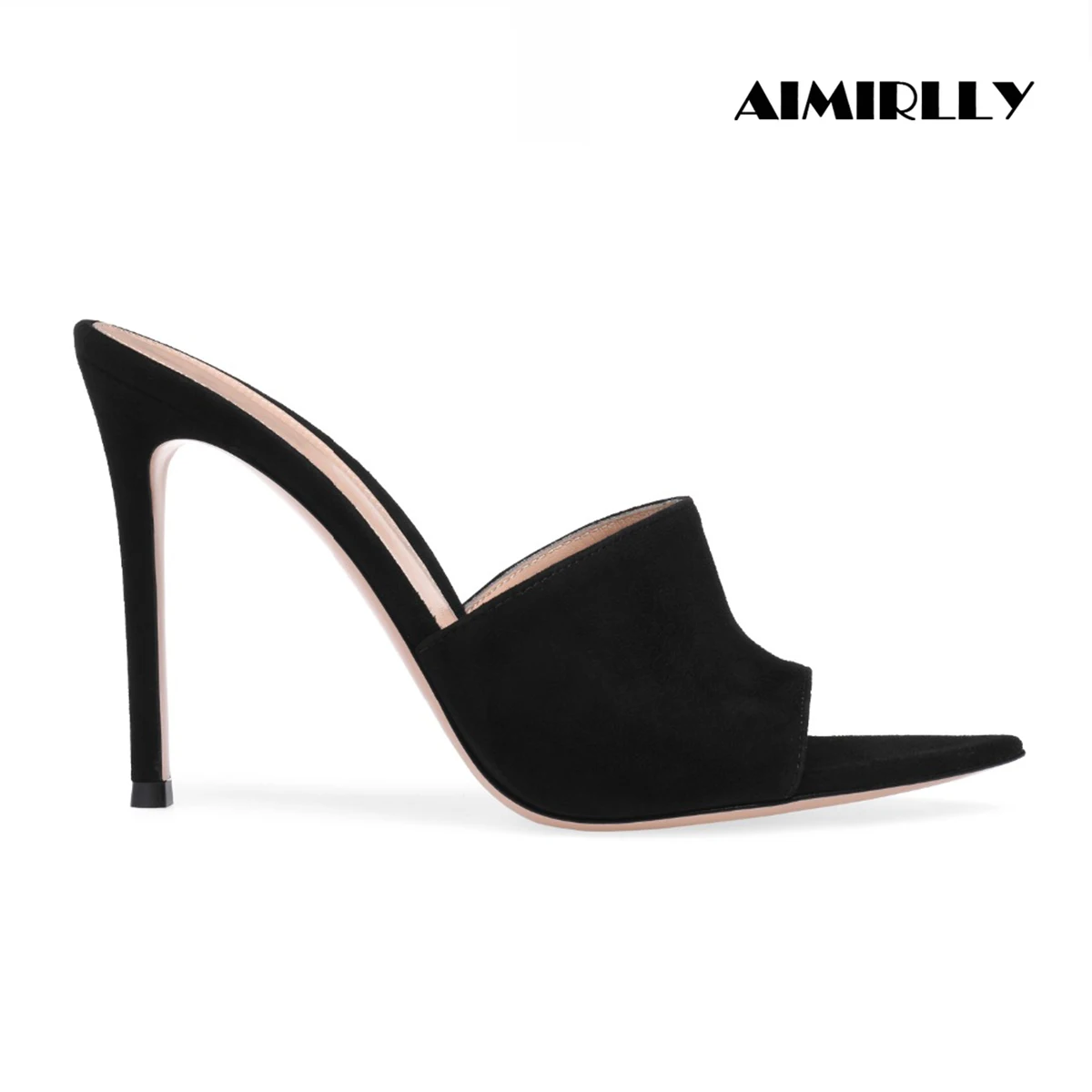 

Женские босоножки-мулы на высоком каблуке с острым носком, вечерние сабо без шнуровки на шпильке, черно-белые