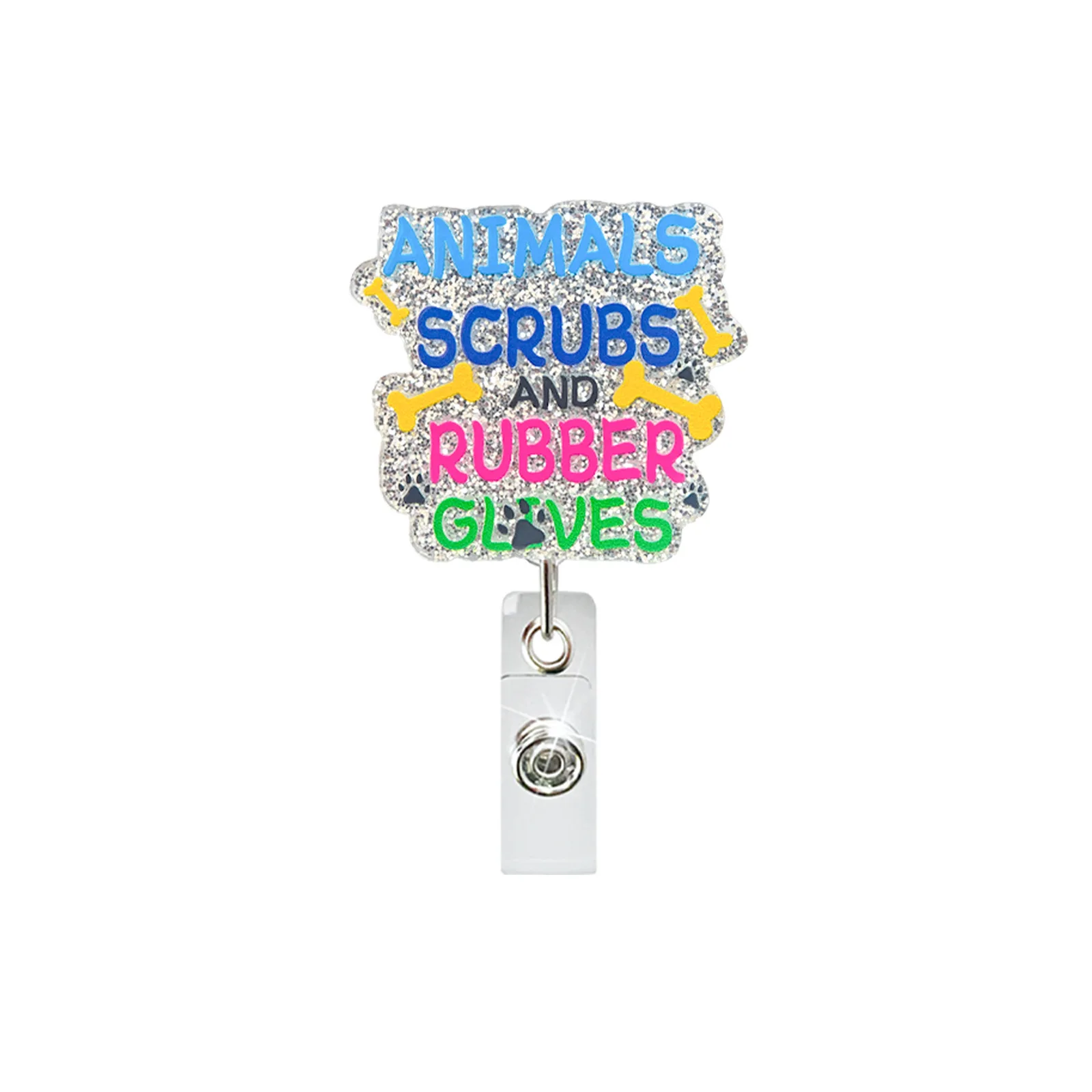 

Retractable Badge Reel Lightweight Alligator Clip Badge Holder Badge Reel Retractable Glitter Acrylic Id Holder