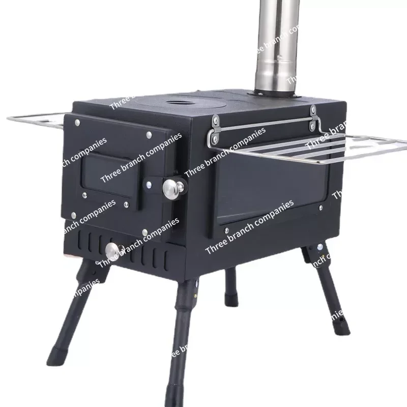 Collapsible BBQ Grill Stainless Steel Large Window Visible Camping Multi-purpose Heating Wood Stove