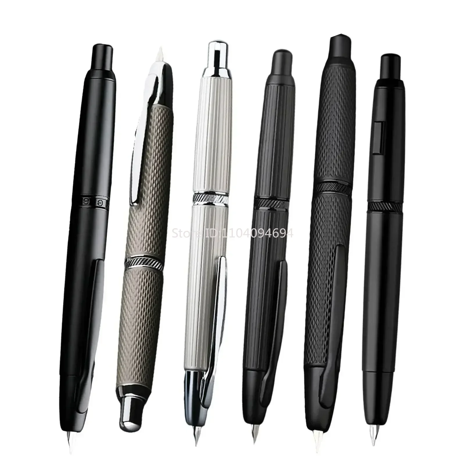 Imagem -02 - Majohn Metal Fountain Pen Escrita Suprimentos ef 04 mm Nibs Padrão Listrado Prata Imprensa Canetas Material de Escritório a1 Novo