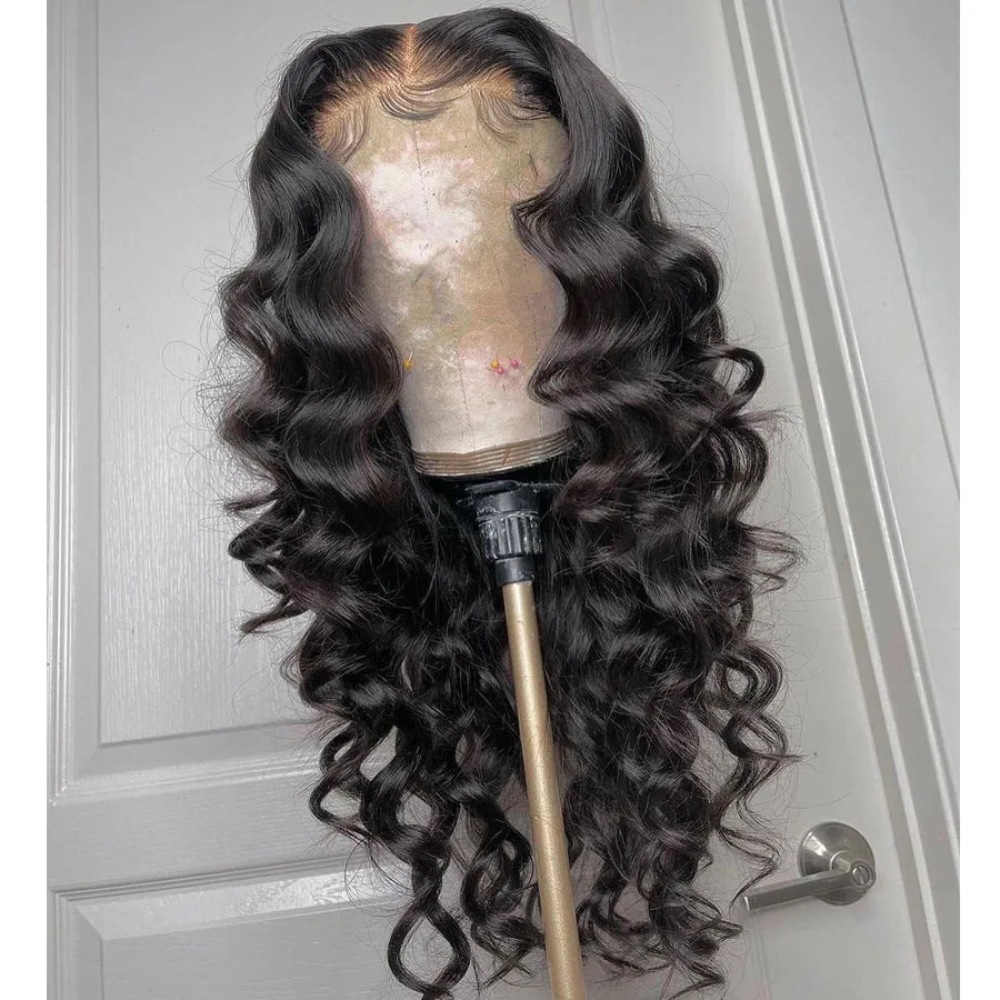 Soft Glueless 26inch Medium Long 180% Density Deep Wave Curly Lace Frontal Wig For Black Women Babyhair Preplucked Daily Cosplay