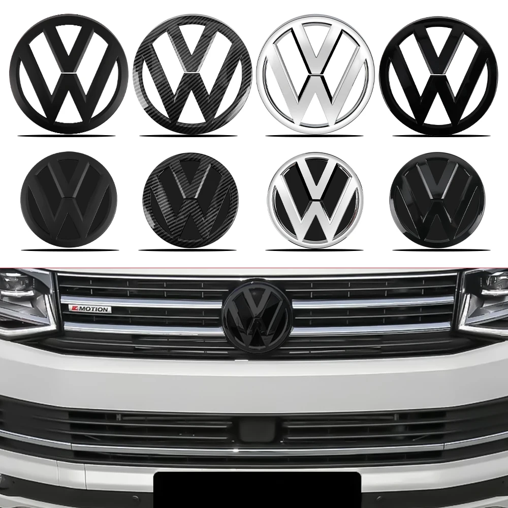 2Pcs Chrome Car Front Radiator Grille Emblem Rear Trunk Lid Badge Auto Emblem For Volkswagen VW GTI GOLF 16-20 transporter T6