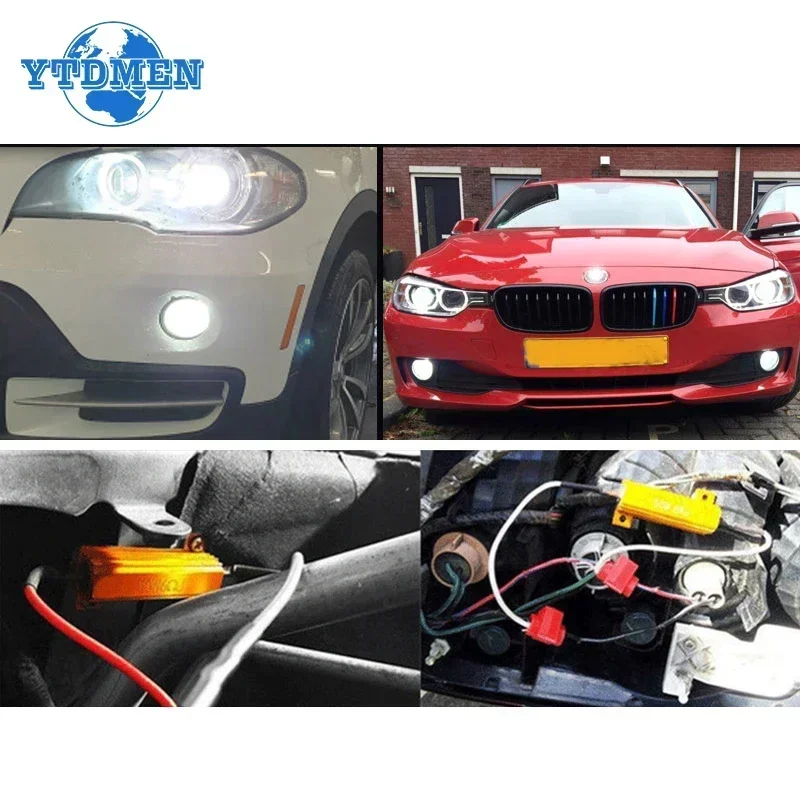 2 مجموعة تحميل المقاوم 50 واط 6 أوم 25 واط 8 أوم غلاف من الألومنيوم مقاومات الطاقة 12 فولت Wirewound المقاومة ، لسيارة بدوره إشارات ضوء LED