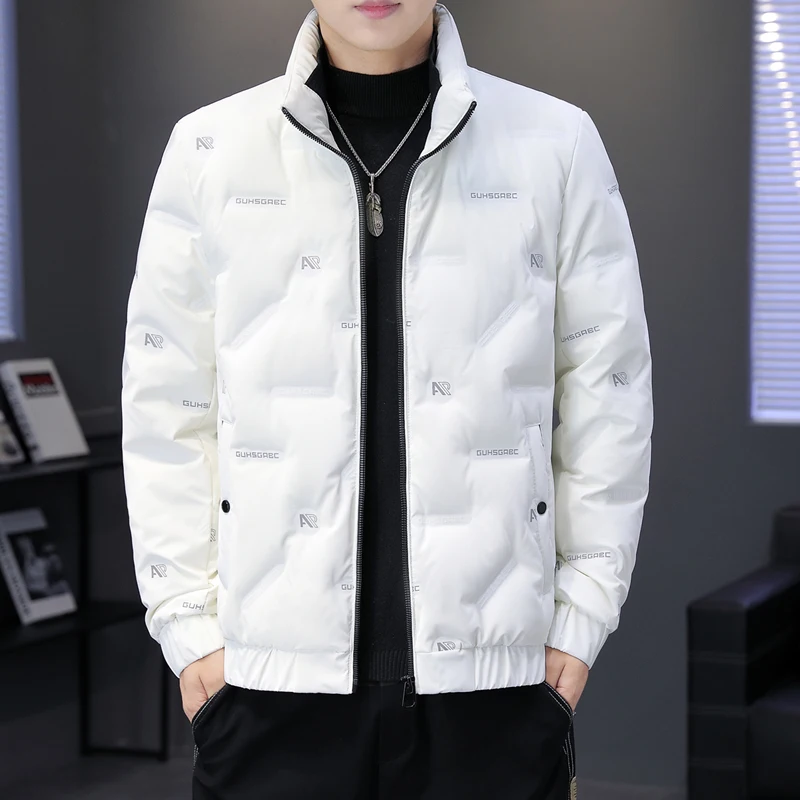

Новая зимняя мужская пуховая куртка с воротником-стойкой, модная, легкая, теплая, укороченная, белая, молодежная, утепленная верхняя одежда