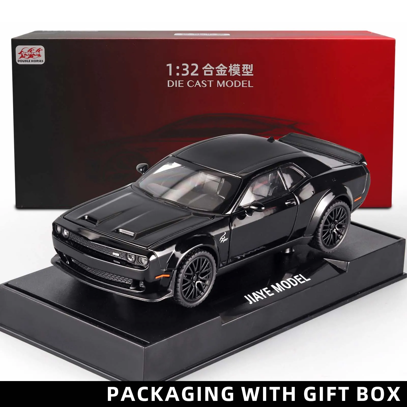 Dodge Challenger Hellcat Toy Car for 1: 32 Scale Die Cast Metel Cars Toy Pull Back Hellcat Model Cars with Sound and Light Hellc