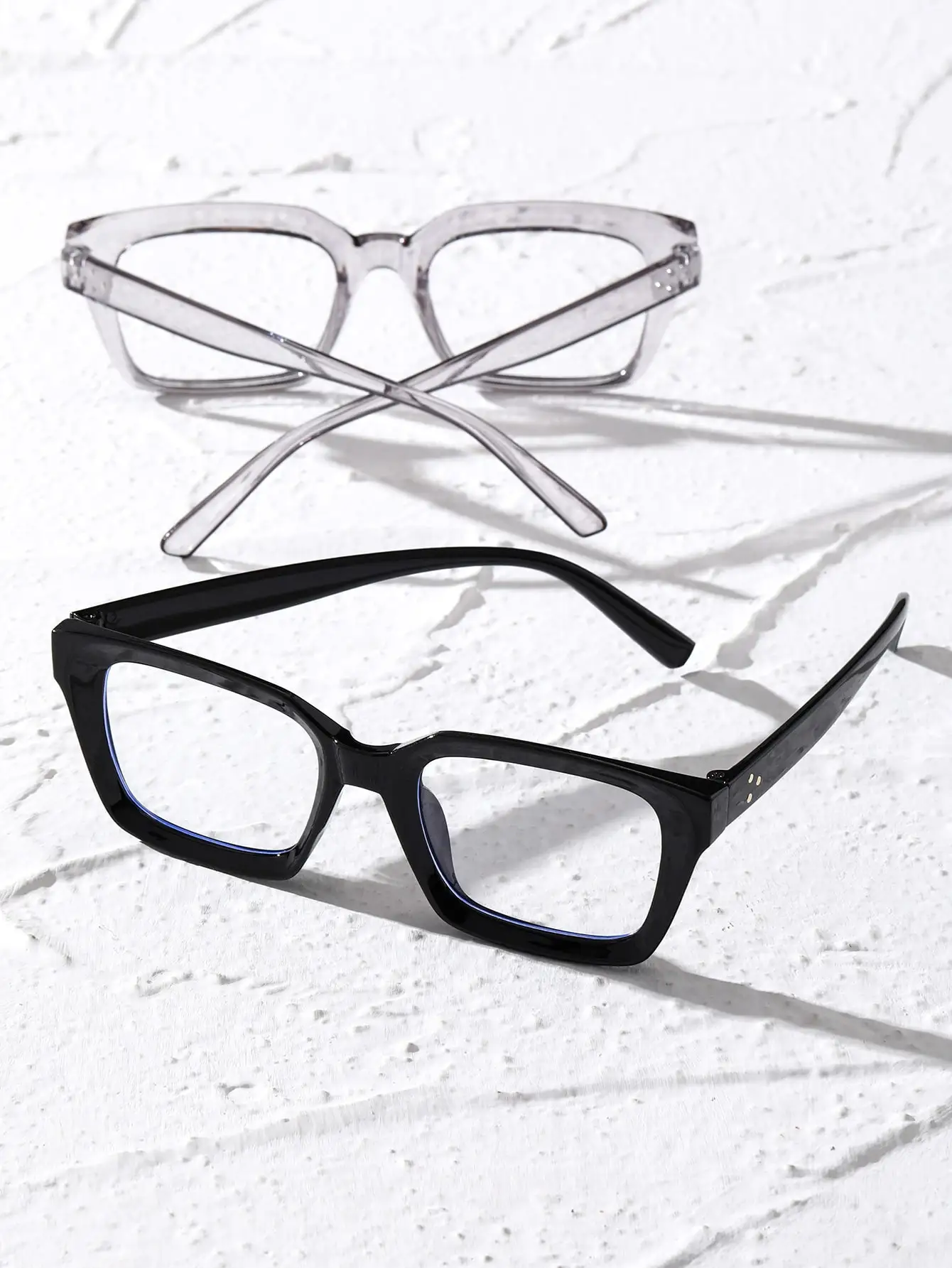 2 Pcs Plastic Geometric Frame Fashion Academic Style Clear Glasses Protection Daily Accessories image 2