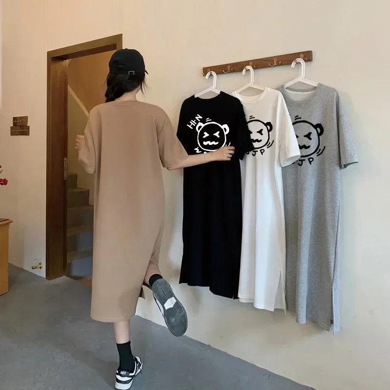 Cute Cartoon Simple Printed Women's Short-sleeved Dress Fashionable Maternity Dress