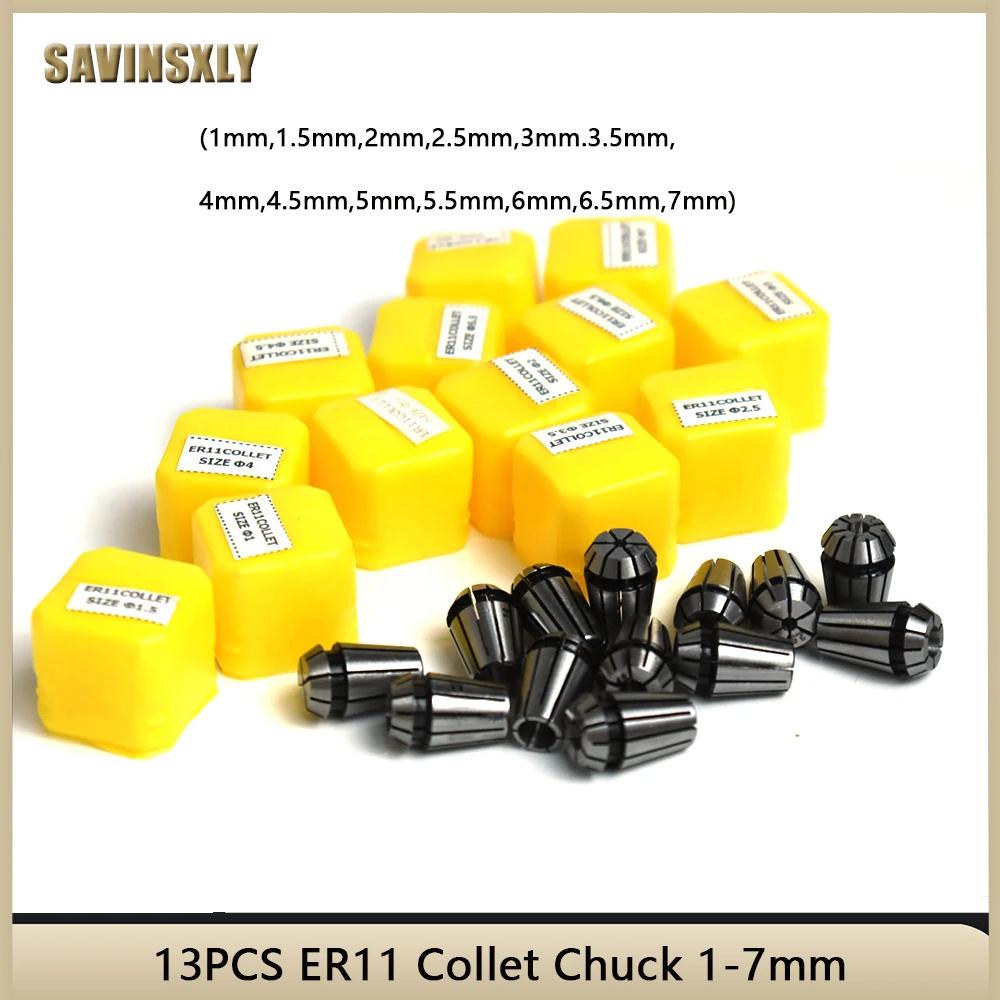 ER11 Collet Chuck Set 7pcs 13pcs ER11 1mm-7mm Spring collet for CNC machining center Engraving Machine Lathe Mill Tool.