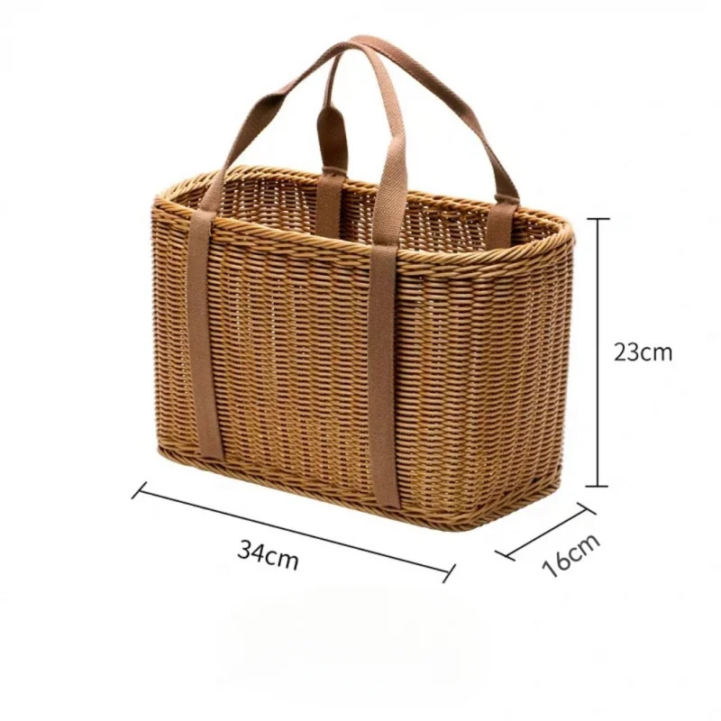 Shopping gita primaverile picnic all'aperto rattan plastica campeggio bagno bambù intrecciato verdure lavorato a maglia cestino per la raccolta